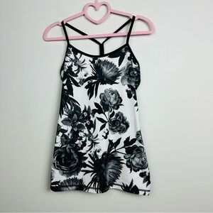 lululemon athletica Power Y Tank Black and White Floral Camisole Size 6